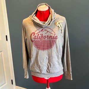 California Logo Grey Cowl Neck Sweater
